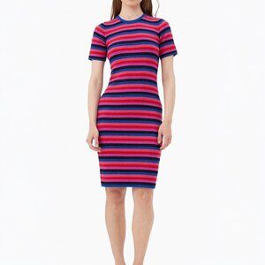 NWT Trina Turk Ribbed Nijinski Stripe Sweaterdress Short Sleeve - L - MSRP $298
